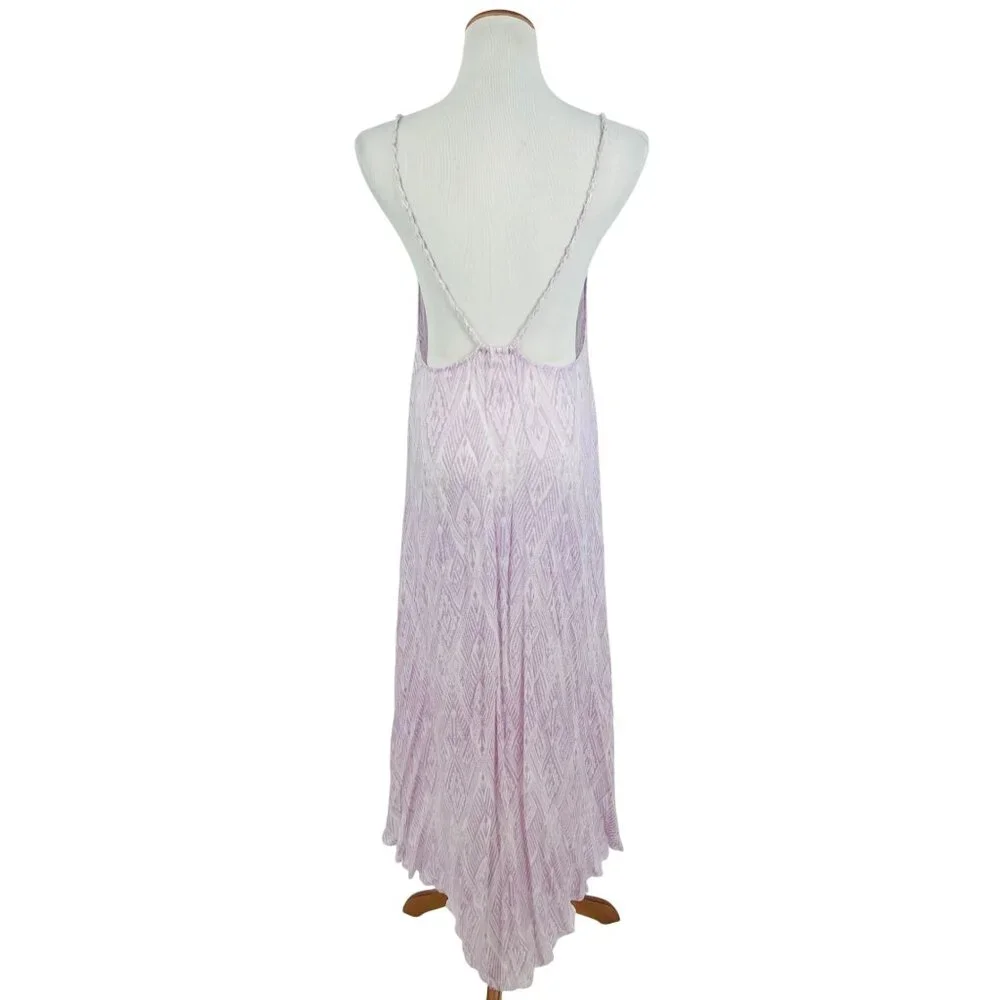 Free People Lilac Flowy Asymmetrical Midi Slip Dress | Balletcore Boho Coquette - Picture 12 of 16